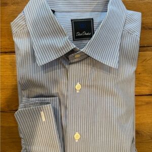 David Donahue Blue Pinstripe Dress Shirt
